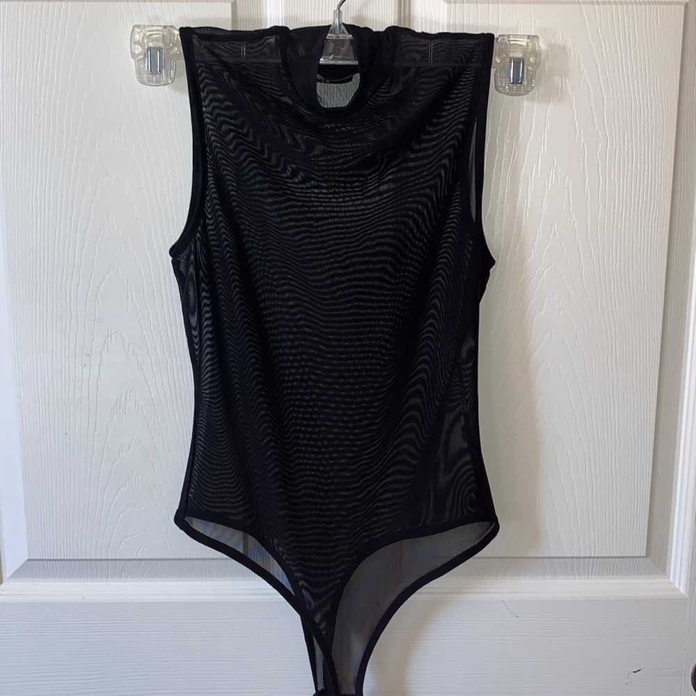 Mesh body suit mock neck